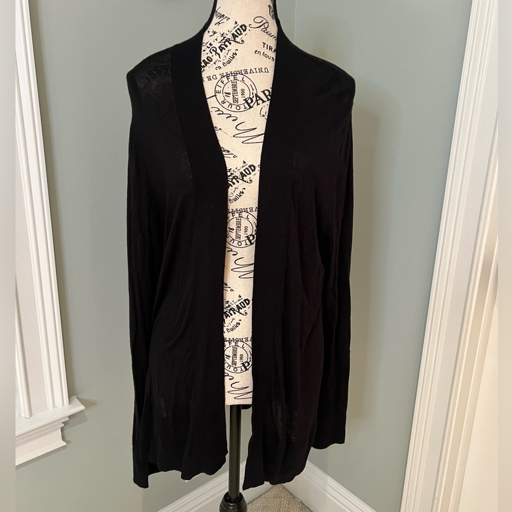 NWT Ann Taylor Factory Open Long Black Cardigan | Size XL |